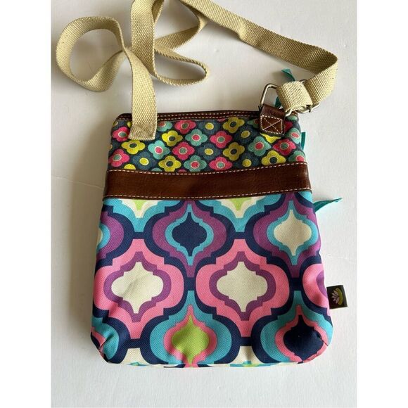 Lily Bloom 7x8” dots 3 zippers crossbody blue tags - Picture 3 of 7